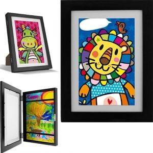 Cadre Dessin Enfant &agrave; Changer, Photo D'art pour Enfants, Ouverture Frontale A4 pour Stockage, Affichage D'&oelig;uvres, Capacit&eacute; 100 &OElig;uvres (1Pcs, Noir) (RUYUKYJ, neuf)