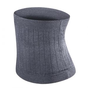 HERUAI Chauffe-reins en cachemire pour l'hiver - Chauffe-dos thermique - Ceinture chauffante en laine - Chauffe-reins abdominaux pour soulager les douleurs dorsales, gris, L (HENRUAI, neuf)