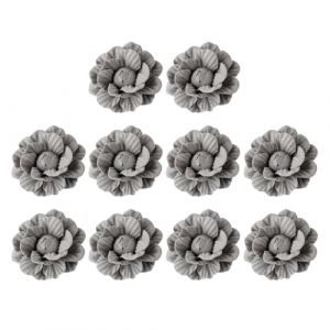TOVINANNA Lot de 10 Cam&eacute;lias en Cuir Microfibre Gris Accessoires Floraux DIY pour V&ecirc;tements et Accessoires Vestimentaires D&eacute;corations &agrave; Coudre pour V&ecirc;tements Broches et Ornements (JIGZAG, neuf)