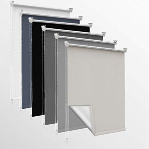 Homland Store Occultant sans Per&ccedil;age, 60l x 140L cm (Largeur du Tissu 55cm) Rideaux Occultant avec Rev&ecirc;tement d'argent, Isolation Thermique, Installation Simple, pour Chambre, Salon, Cr&egrave;me (TimeLessA, neuf)