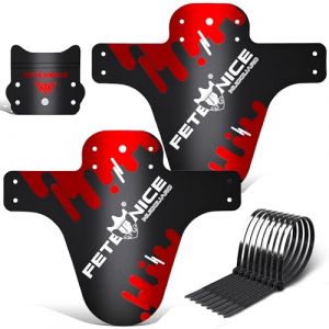 FETESNICE Garde-Boue de v&eacute;lo de Montagne r&eacute;glable, Compatible Avant et arri&egrave;re, s'adapte aux Tailles de Roues 26 ", 27,5", 29 ", Grande Taille et Fat Bike, 2 pi&egrave;ces (Rouge-B) (HRXY-EU, neuf)