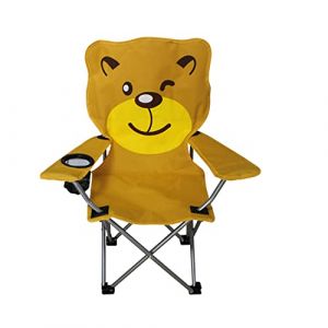 Fauteuil de pêche pliable pour enfant Motif lion avec porte-gobelet et sac Orange (Mojawo, neuf)