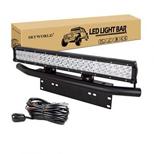 SKYWORLD 59cm 144W Led Light Barre 12V Rampe 4x4, Longue Portee Barre lumineuse Led avec support de plaque d'immatriculation noire et faisceau de câblage pour Off Road Camion Véhicules Voitures (SKYWORLD-EU, neuf)