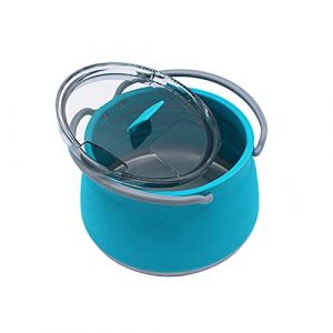 Faitout de camping pliable avec couvercle, casserole en silicone, bouilloire pliable pour l'ext&eacute;rieur, voyage, randonn&eacute;e, batterie de cuisine portable, 1 l (bleu) (xuxuyisheng, neuf)