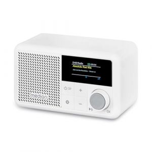 MEDION S66822 Radio Portable Mini Dab+ avec Bluetooth (Batterie Rechargeable, écran Couleur à intensité Variable, antenne télescopique, minuterie de Mise en Veille, réveil, AUX, USB-C) Blanc (medionshop-deutschland, neuf)