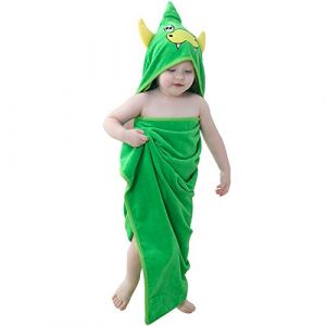 COOKY.D Unisexe B&eacute;b&eacute; Enfant en Bas &acirc;ge Enfants Animal Capuche Coton Douche Plage Serviette de Bain Robe de Bain, 0-6 Years Old, 90x90cm, Vert (MICHLEY INTERNATIONAL, neuf)