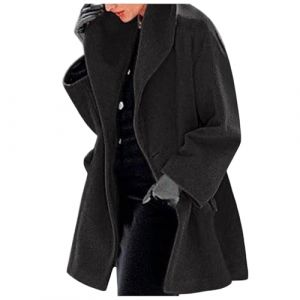 Generisch Manteau en Softshell pour Femme Manteau d'Hiver pour Femme Manteau en Laine Trench Coat Veste Manteau Long Chaud et Mince Manteau Outwear Cardigan pour Femme Hiver, Noir , M (⭐⭐⭐⭐⭐yoyo-eo, neuf)