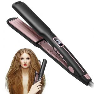 OKWRAP Fer a Gaufrer Les Cheveux, Gaufrier Cheveux PTC Ceramic Pour Cheveux Volumisants, Hair Crimper Pour Cheveux Avec Température Réglable Et écran LCD, Fer à Friser Longue Durée Pour Le Styling (bolesic, neuf)