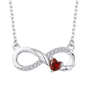 Starchenie Collier Infini en Argent 925 avec Ailes d'Ange et Pierre de Naissance Coeur pour Femme (Starchenie Bijoux, neuf)