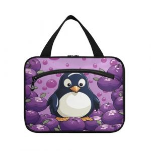 Linnyio Pingouin De Dessin Animé Violet Trousse de Toilette de Voyage Suspendue Maquillage,Grande Capacité Pliable Rangement Sacs de Lavage pour Femmes Filles (Linnyio, neuf)