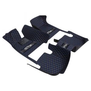 Tapis de Sol pour Audi A1 A3 A4 A5 A6 A7 A8 A8L Q2 Q3 Q5 Q7 SQ5 S3 S4 RS4 en Cuir synthétique - pour Toutes Saisons - Imperméable et antidérapant - Noir Bleu (Blackwheel, neuf)