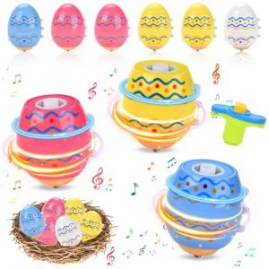 Oeufs de Paques Enfant, Toupies &agrave; &OElig;ufs de P&acirc;ques avec Musique et Lumi&egrave;res LED, Kit de 6 Jouets Toupies &OElig;ufs de P&acirc;ques Lumineux, Kit de TOU-pies &OElig;ufs de P&acirc;-ques, Gyroscope Clignotant pour Enfants (GRINADA S.R.L, neuf)