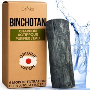 orinko Binchotan Japonais de Kishu Bio 1X (25G) | Chêne Ubame de Wakayama - Authentique Charbon Actif Binchotan Traditionnel du Japon pour Purification d'eau en Carafe (Eslab, neuf)