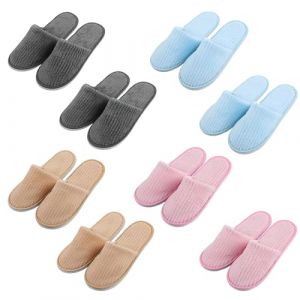 WIYETY Lot de 8 paires de pantoufles de spa, pantoufles d'hôtel pour homme et femme, chaussons jetables en velours de coton avec orteils fermés, pantoufles unisexes pour hôtels et spa (GREENFOODERAN TRADING LTD, neuf)
