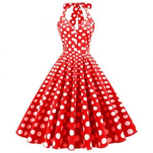 Robe Vintage Ann&eacute;es 50 Femme Retro Rockabilly Pin Up &Eacute;l&eacute;gante Robes sans Manche Dos Nu D&eacute;collet&eacute; en C&oelig;ur Polka Dot Trap&egrave;ze Mariage Cocktail Soir&eacute;e F&ecirc;te C&eacute;r&eacute;monie D&eacute;contract&eacute;e au Genou Midi (PINTUTU SEXY, neuf)