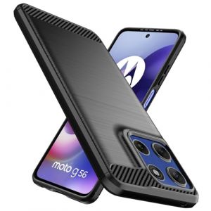 Natbok Coque pour Motorola Moto G56 5G, Premium TPU Souple & Fibre de Carbone Housse Antichoc Anti-Rayures Anti-D&eacute;rapante Etui de Protection pour Motorola Moto G56, Noir (Natbok, neuf)