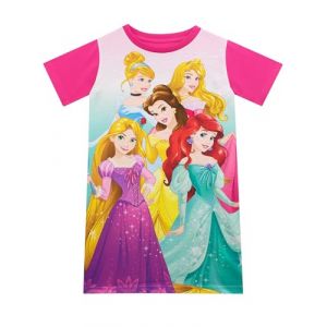 Disney Princess Chemise de Nuit Fille | Robe de Nuit Princesse pour Enfants | Pyjama Court Ariel Rapunzel Cinderella Belle Aurora Multicolore 3-4 Ans (Character FR, neuf)