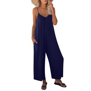 Haibang Combinaison Femme &Eacute;t&eacute; Sans Manches Casual Jumpsuit Chic et &Eacute;l&eacute;gant Bretelles Spaghetti R&eacute;glables Romper Salopette &agrave; Jambes Larges Loose Playsuit avec Poches (Haibang Store, neuf)