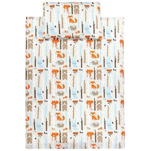 TupTam Ensemble de Linge de Lit pour Enfants 2 Pièces, Forêt de bouleaux Renard Ours Hérisson Lapin Beige, 135x100 cm (LotteStyle, neuf)