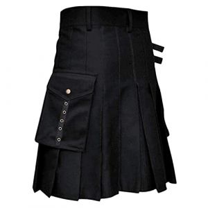 Kilt écossais traditionnel à carreaux pour homme - Kilt écossais pour homme - Kilt de combat irlandais punk gothique Highland Rock Tartan Utility Kilt pour homme avec sangles et grandes poches cargo (Aigdgoog, neuf)
