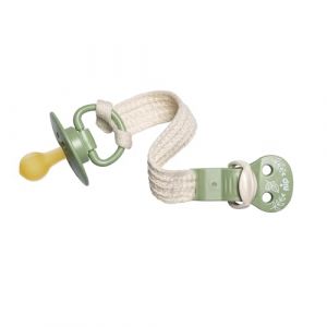 NIP Green Attache-tétine en coton bio sans BPA, extra doux et léger, réglable, pour tétine avec anneau et anneaux de dentition, protège les vêtements de bébé, vert (babywaren24, neuf)