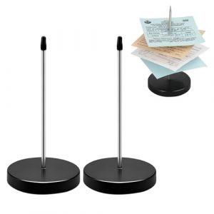 Porte Mémo pour Factures, 2 pièces Pique-Note En Métal,Fourche Ticket de Caisse,Receipt Spike,Porte-Mémo, Facture Aiguille avec Rond Support Base pour Restaurant Cuisine Bureau Hôtel (suozhanglasuo, neuf)