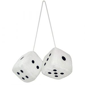 1 Paire Fluffy Dice Miroir De Voiture Suspendu Dés Rétro Carré En Peluche Fuzzy Dice Rétroviseur De Voiture Décoration Auto Intérieur Accessoires, Blanc (zhuofanke, neuf)