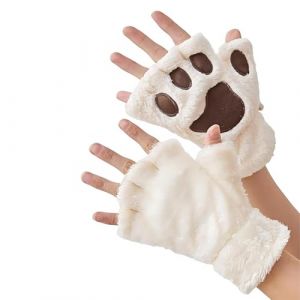 YAZWUR Gants Patte de Chat Peluche Douce Sans Doigts Mitaine de Chat Cartoon Animal Griffes de Chat Gants d'Hiver Halloween No&euml;l Accessoire de Cosplay (Romanimania OU, neuf)