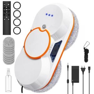 ﻿ Robot Nettoyeur Vitre, 5600 Pa D'aspiration,Robot Laveur de Vitre Automatique, Système de Sécurité, Navigation Intelligente, Télécommandé, pour Toutes Les Surfaces Lisses, avec 10 Chiffons (A-) (NEW CRAB LIMITED, neuf)