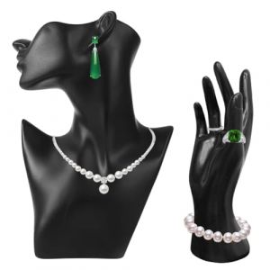Lot de 2 mannequins de pr&eacute;sentation de bijoux, porte-buste, mannequin, porte-boucles d'oreilles, mannequin f&eacute;minin, marionnette, bracelet, support pour bagues, spectacle, d&eacute;coration de la maison, noir (yangshine, neuf)