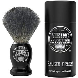 Viking Revolution Blaireau Rasage Homme - Blaireau de Rasage Humide avec Cr&egrave;me & Savon de Rasage - Id&eacute;al pour Utiliser avec un Rasoir de S&ucirc;ret&eacute;, un Rasoir &agrave; Double lame ou avec Coupe-chou (Viking - Revolution, neuf)