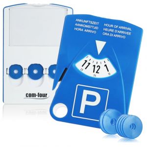 com-four&reg; 2X Disque de stationnement avec Porte-Ticket de stationnement, Coupe-Ceinture de s&eacute;curit&eacute; et jetons de Caddie - parcom&egrave;tre en Plastique (2 pi&egrave;ces - Disque avec copeaux et Cutter) (COM-FOUR  Vertriebs GmbH, neuf)