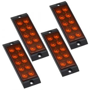 Greluma 4 PCS Feu de position latéral de remorque 12V-24V,feux de circulation étanches IP67 pour camion,feux de couleur ambre,10 LED,feux de position avant et arrière pour remorque,camion,van (Lumatech-EU, neuf)