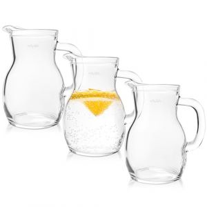 KONZEPT Carafe en verre 250ml 3 pièces, Pichet de table parfaite pour l'eau, le lait, les jus, Carafe à eau avec poignée ergonomique – Disponible en différentes tailles (KONZEPT GmbH, neuf)