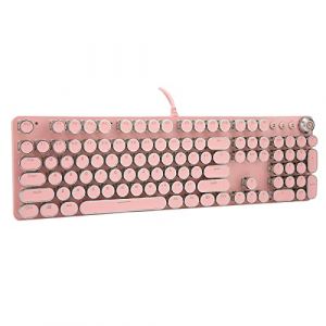GOWENIC Clavier de Jeu M&eacute;canique 104 Touches Pleine Taille R&eacute;tro Style Machine &agrave; &eacute;crire Punk pour Ordinateur de Bureau Portable, Clavier M&eacute;canique Rose &eacute;l&eacute;gant (Touches Rondes) (902-7 Punk Rose) (Xumiuziy, neuf)