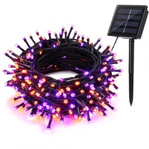 BrizLabs Halloween Guirlande Lumineuse Solaire Orange Violet, 20M 200 LED Noël Guirlande Solaire Exterieur Étanche 8 Modes Automne Décoration Éclairage pour Jardin Clôture Arbre Mariage Fête Horreur (Vegalife-EU, neuf)