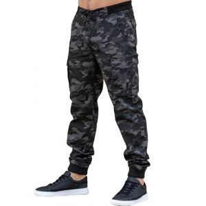 989Zé ENZO Pantalon Cargo en Jean Camouflage pour Hommes avec Poignets EZ409 Gris Fonce 30W / 32L (RAW DENIM, neuf)