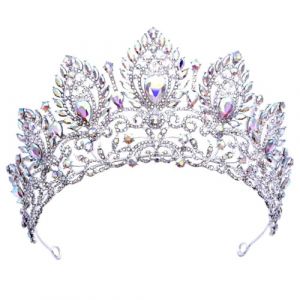 Couronnes de mari&eacute;e vintage pour femmes Diad&egrave;mes Robe de mari&eacute;e Couronne Princesse Anniversaire Bijoux de cheveux Argent 1 (Yanyuxuan, neuf)