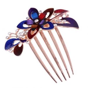 Cabilock Peigne à Cheveux Mariage Fleur Strass Coloré Accessoire Chic pour Coiffure de Mariée Ornement Élégant pour Femmes Ornement de Tête Décoratif pour Fête et Cérémonie (Nadine Quick, neuf)