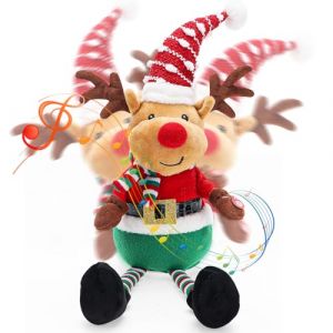 Aceshop Jouet de Noël Qui Danse et Chante, Peluche de Noël avec Musique Wiggle Enregistrement Peluche de Noël Musicale de Noël Électronique Peluche Interactive pour Enfants Cadeau Décoration de Noël (smmall, neuf)