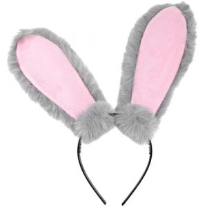 DECORNIJIA Serrage-T&ecirc;te Oreilles de Lapin Peluche Gris pour Accessoire de F&ecirc;te et Carnaval Adulte (ZhiLight, neuf)