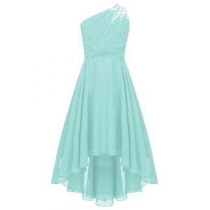 Runhomal Asym&eacute;trique Robe C&eacute;r&eacute;monie Ado Fille Enfant Robe de Cocktail Soir&eacute;e Bal Robes de Demoiselle d&rsquo;Honneur Mariage 5-16 Ans Vert 13-14 Ans (Runhomal EU, neuf)