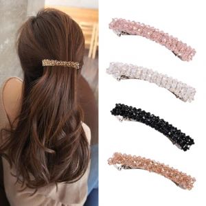 BSITSSS 4 Pi&egrave;ces Automatique Barette Cheveux, Barrettes Clip Fran&ccedil;ais, Barettes Cheveux Femme Chic, Barrette Fran&ccedil;aise, Grandes Barrettes &agrave; Cheveux Automatiques &Eacute;l&eacute;gantes pour Femmes (BSITSSS, neuf)
