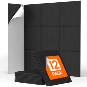 TONOR Lot de 12 Panneau Acoustique Mural Autocollante, 30 x 30 x 0,9cm Panneau Acoustique &agrave; Haute Densit&eacute;, Mousse Acoustique Isolant Phonique pour Studio, Bureau, Chambre, Salon, Noir (TonorDirect FR, neuf)