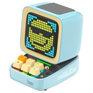 Divoom Ditoo Haut-Parleur Bluetooth Portable avec Rétro Écran Pixel, Contrôle de l'Application Smartphone/Claviers Mécaniques Rétroéclairés RVB (Bleu) (Pixelart Joy, neuf)