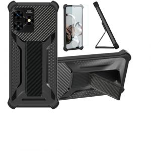 bojioderf Coque pour UMIDIGI G5 Mecha Coque &Eacute;tui Case Cover Hybride [avec Protection d'&eacute;cran en Verre tremp&eacute;] [Support magn&eacute;tique Pliable] [givr&eacute; r&eacute;sistant aux Empreintes digitales] Noir (Oujietong, neuf)