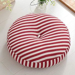 Rond Coussin Si&egrave;ge, Coussin Coton Lin Tatami, Coussins Chaise &eacute;pais Moelleux pour Coussins de Chaise de Bureau, Coussin D'ext&eacute;rieur Amovible Et Lavable pour Int&eacute;rieur,Redwhite,45cm(18inch) (Siming Store, neuf)