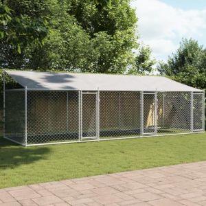 Cage pour Chien avec Toit et Portes Gris 6x2x2m Acier galvanisé,Articles pour Animaux,Articles pour Animaux de Compagnie,Accessoires pour Chiens,Niches & enclos pour Chiens,52.4 kg,Gris,3209564 (JOINMEE, neuf)