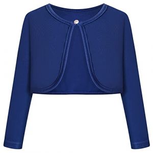 BONNY BILLY Gilet Fille Manches Longues Tricot Court Bol&eacute;ro Cardigan Enfant Fille 4-5 Ans Bleu (BONNY BILLY CLOTHING, neuf)