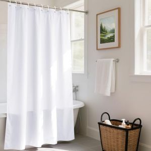 REDKEY Rideau de Douche 240x200 cm, Lourd Rideau Douche Imperméable, Anti Moisissure, Tissu Polyester Poids Lavable Rideaux de Bain pour Salle de Bain avec 16 Anneaux, Blanc (REDKEY HOME, neuf)